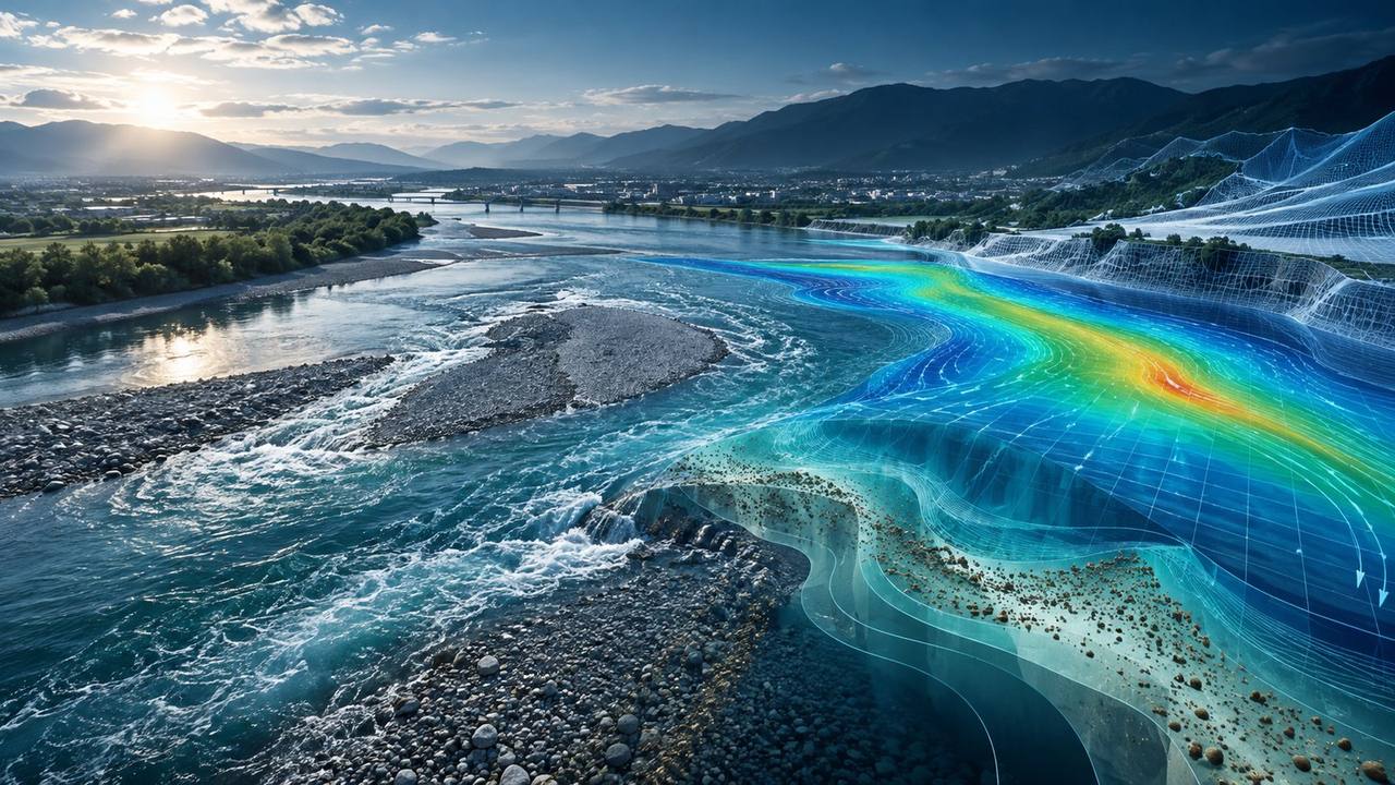 水と土砂の動きの解析のイメージ